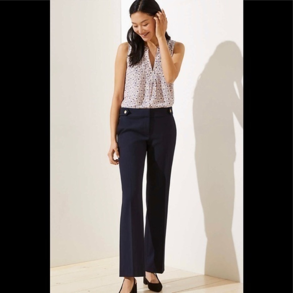 NWT Loft Button Tab Waist Trousers In Marisa Fit